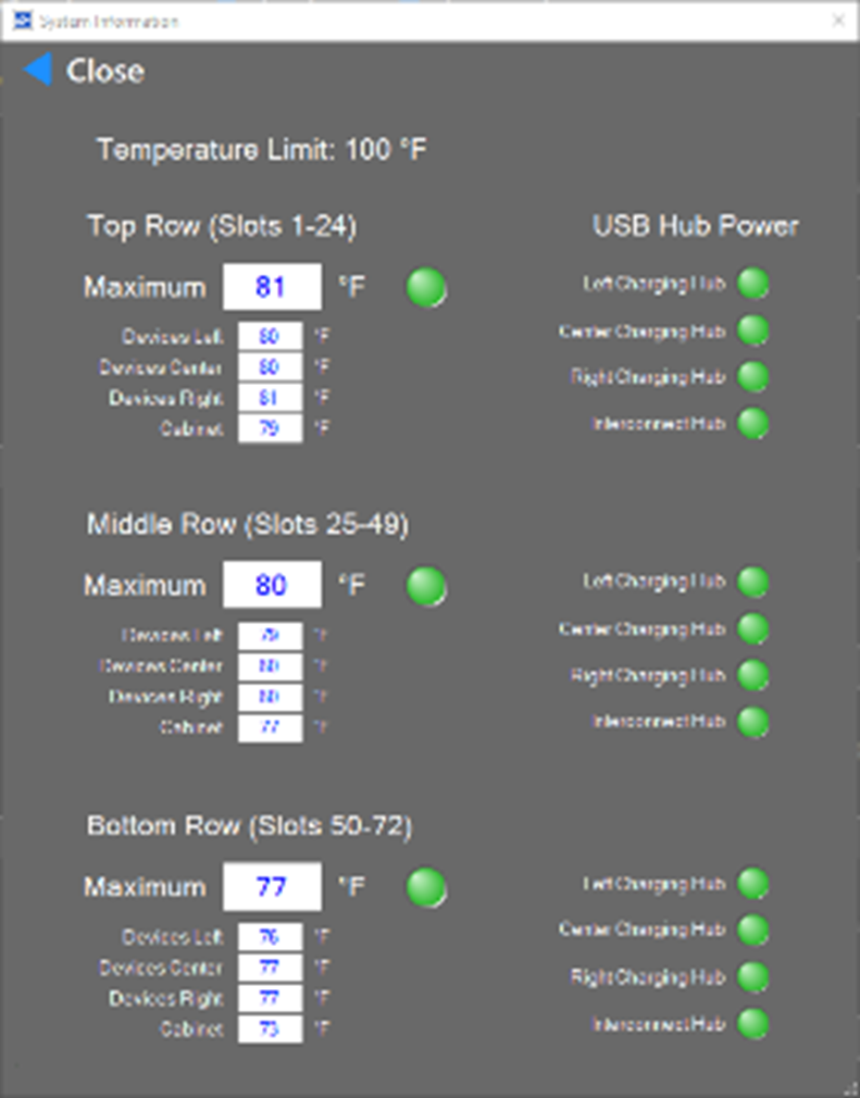 Battery Charging Station Fig 6 Battery Charging Station System Information Screen